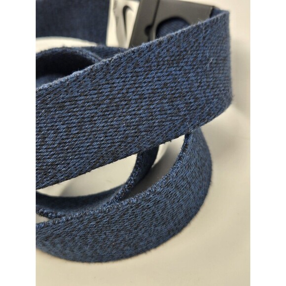 NIKE NAVY BLUE WEBBING WOVEN FABRIC UTILITY BELT MATTE BLACK BUCKLE MEN OS GOLF - Picture 5 of 12